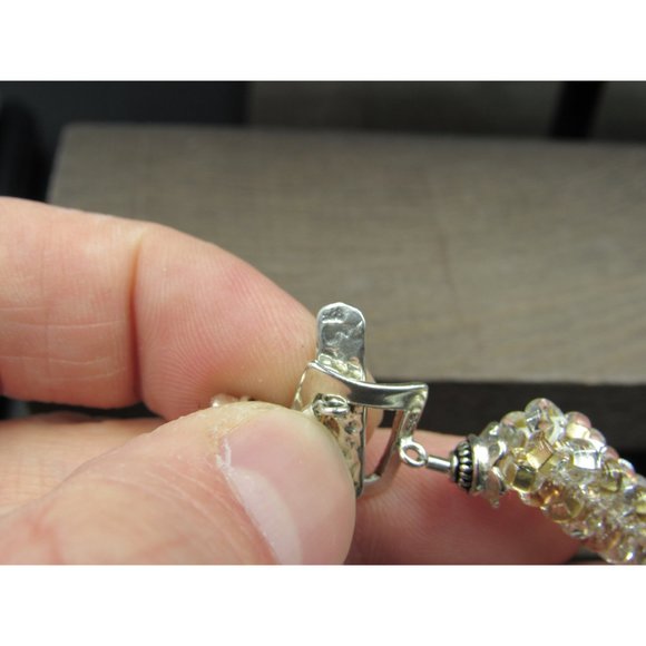 7 Inch Sterling Silver Earth Tones Braided Bead Bracelet - Picture 4 of 6